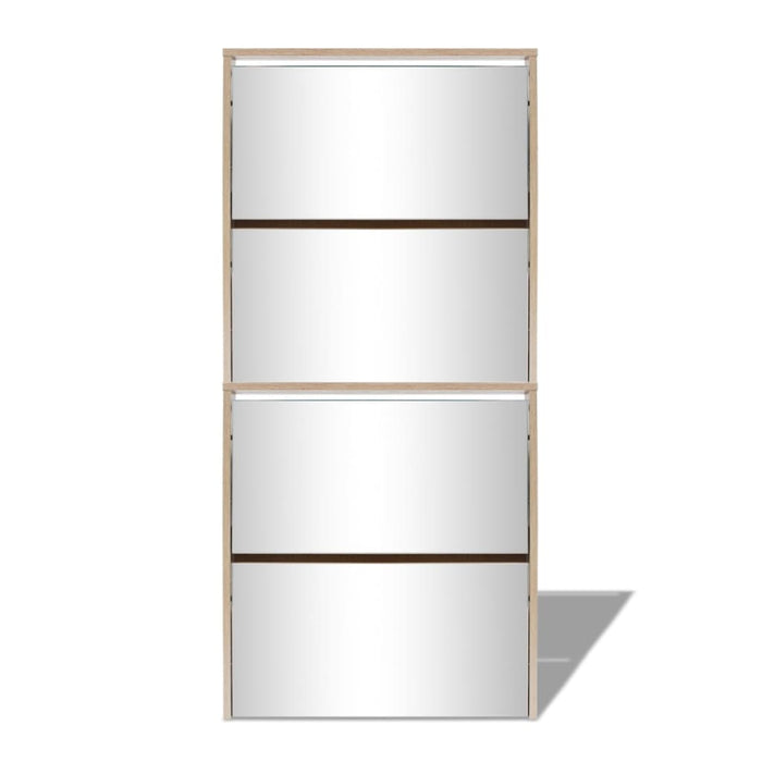 Scarpiera 4 ripiani con specchio 63 x 17 x 134 cm Rovere marrone 02_0043394