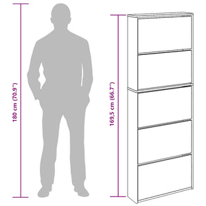 Scarpiera a 5 Strati con Specchio Bianca 63x17x169,5 cm 273938