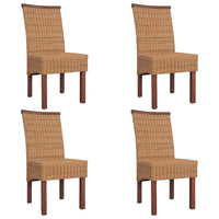 Sedie da Pranzo 4 pz Marroni in Rattan Naturale cod mxl 23734
