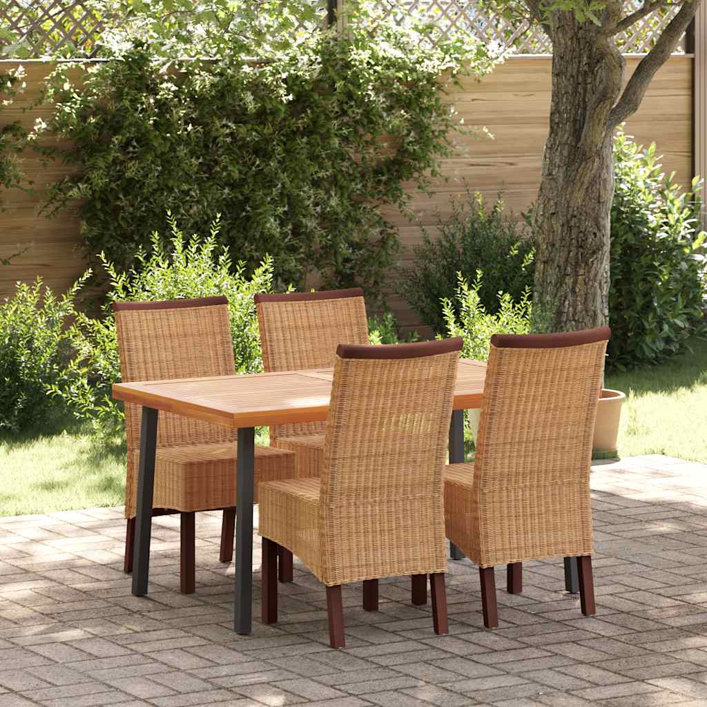 Sedie da Pranzo 4 pz Marroni in Rattan Naturale cod mxl 23734