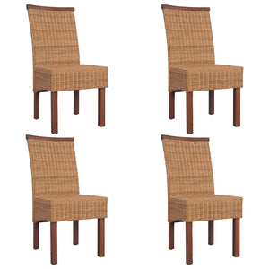 Sedie da Pranzo 4 pz Marroni in Rattan Naturale cod mxl 23734