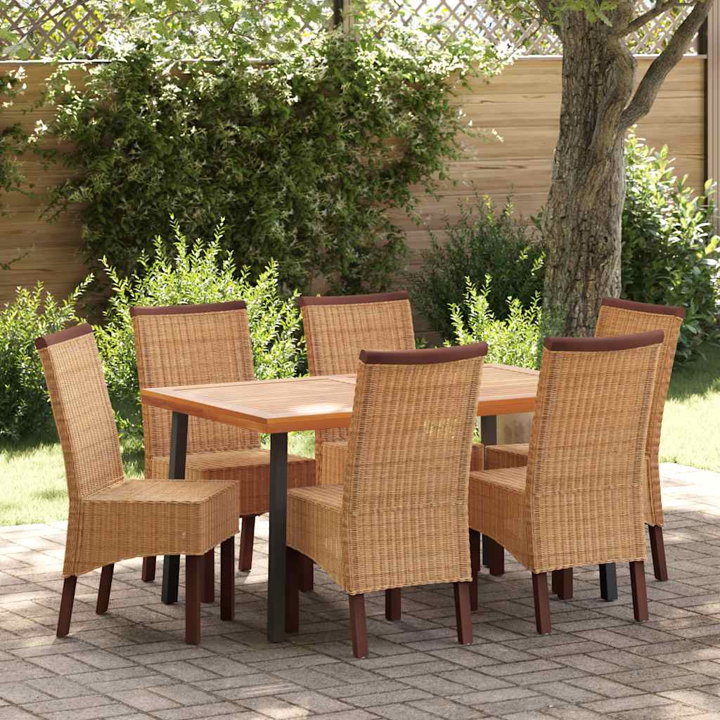 Sedie da Pranzo 6 pz Marroni in Rattan Naturale 274203