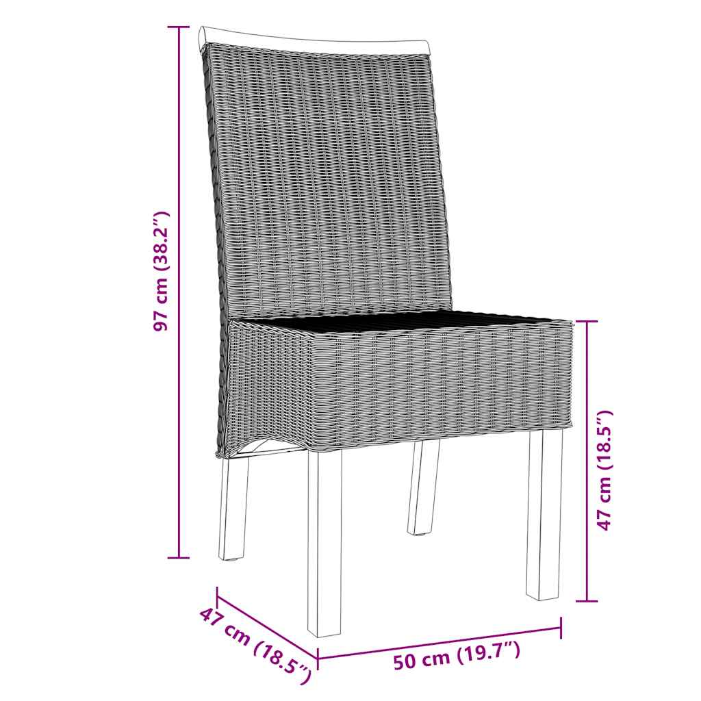 Sedie da Pranzo 6 pz Marroni in Rattan Naturale 274203
