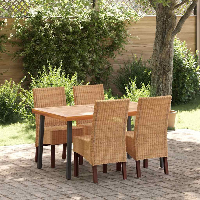 Sedie da Pranzo 4 pz Marroni in Rattan Naturale 274204