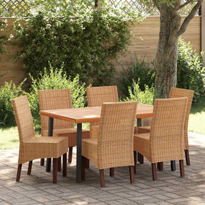 Sedie da Pranzo 6 pz Marroni in Rattan Naturale cod mxl 19124