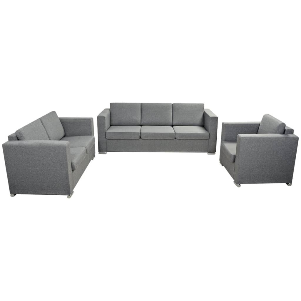 3 Pz Set di Divani in Stoffa Grigio Chiaro 274213
