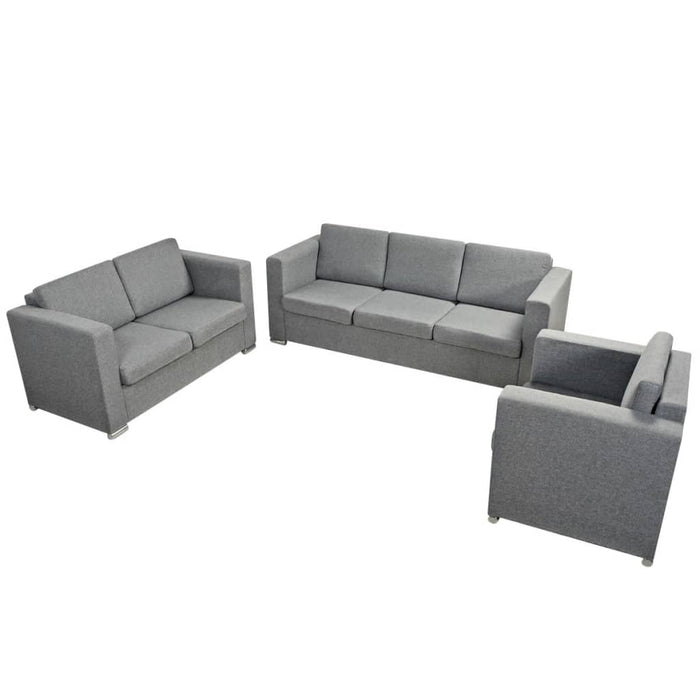 3 Pz Set di Divani in Stoffa Grigio Chiaro  cod mxl 16809