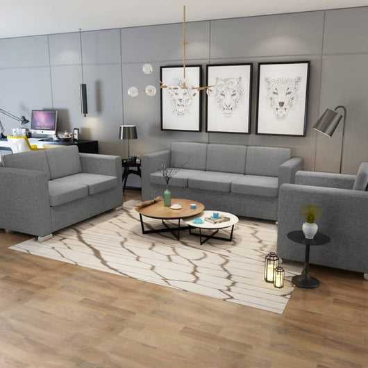 3 Pz Set di Divani in Stoffa Grigio Chiaro  cod mxl 16809