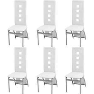 Sedie da Pranzo 6 pz Bianche in Similpelle