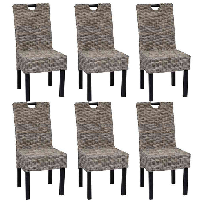 Sedie Sala da Pranzo 6 pz in Rattan Kubu e Legno di Mango cod mxl 31457