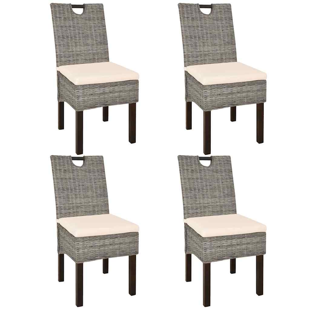 Sedie Sala da Pranzo 4 pz in Rattan Kubu e Legno di Mango cod mxl 23887