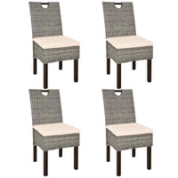 Sedie Sala da Pranzo 4 pz in Rattan Kubu e Legno di Mango cod mxl 23887