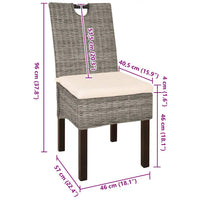 Sedie Sala da Pranzo 4 pz in Rattan Kubu e Legno di Mango 274362