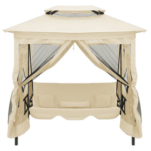 Gazebo Convertibile Panchina a Dondolo Bianco Crema 43239