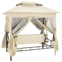 Gazebo Convertibile Panchina a Dondolo Bianco Crema 43239