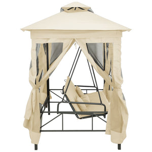 Gazebo Convertibile Panchina a Dondolo Bianco Crema 43239