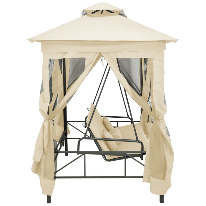 Gazebo Convertibile Panchina a Dondolo Bianco Crema 43239