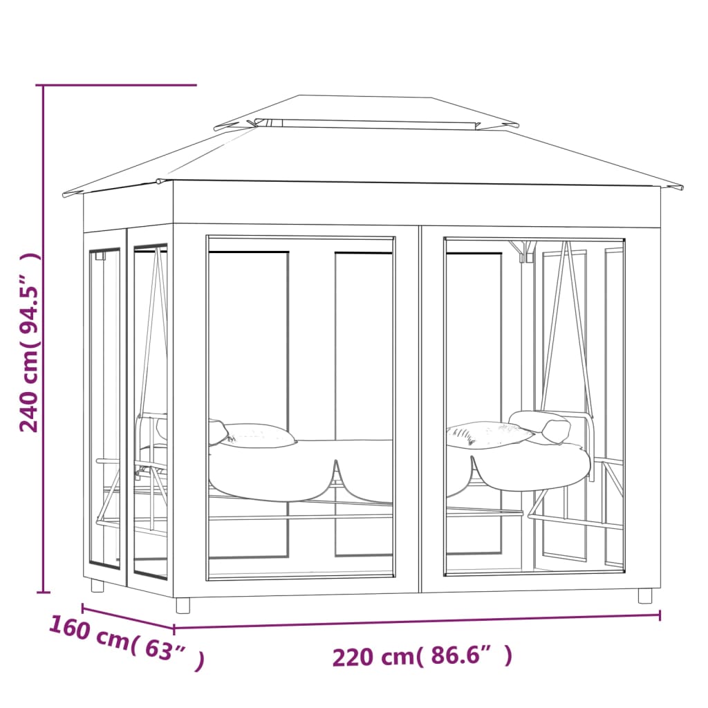 Gazebo Convertibile Panchina a Dondolo Bianco Crema 43239