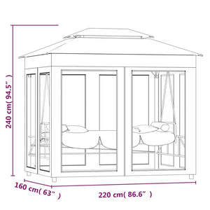 Gazebo Convertibile Panchina a Dondolo Bianco Crema 43239