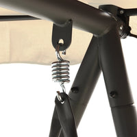 Panchina a Dondolo Convertibile con Baldacchino Bianco Sabbia cod mxl 43333