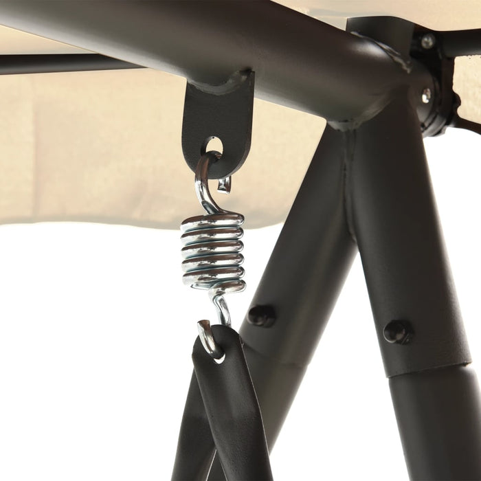 Panchina a Dondolo Convertibile con Baldacchino Bianco Sabbia 43241