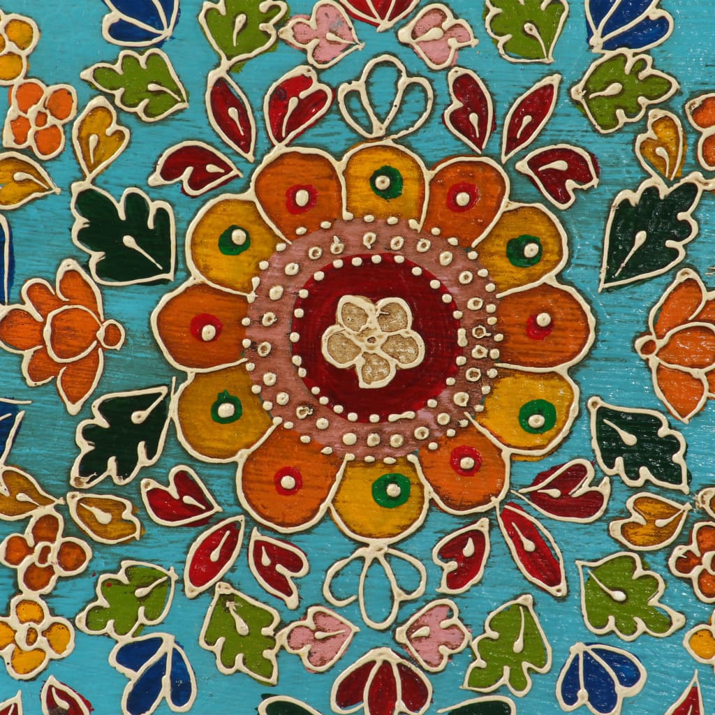 Mobile Porta TV in Legno Massello di Mango Blu Dipinto a Mano 244591