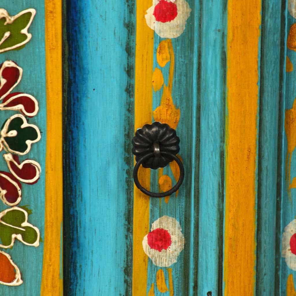 Mobile Porta TV in Legno Massello di Mango Blu Dipinto a Mano 244591