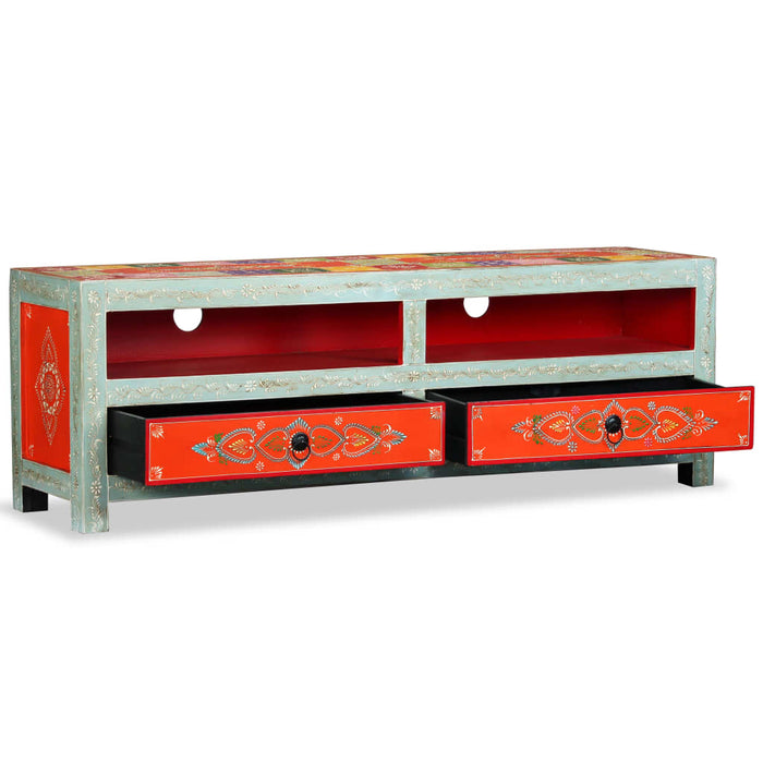 Mobile Porta TV in Legno Massello di Mango Dipinto a Mano 244595