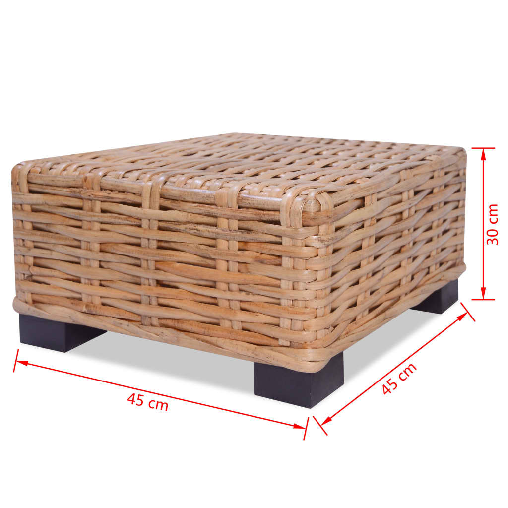 Tavolino da Salotto in Rattan Naturale 45x45x30 cm 244627