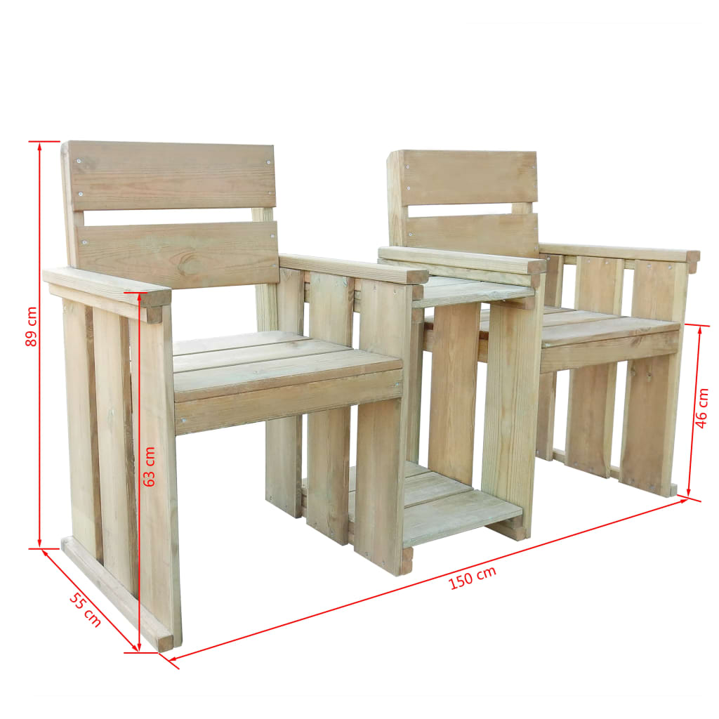 Panchina da Giardino a 2 Posti 150 cm in Legno Impregnato cod mxl 45732