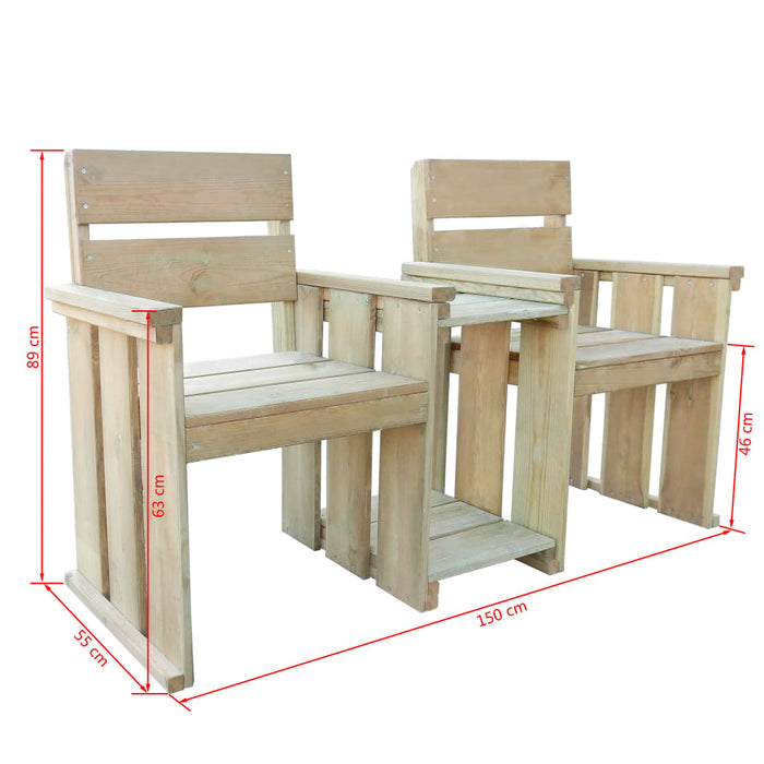Panchina da Giardino a 2 Posti 150 cm in Legno Impregnato cod mxl 45732