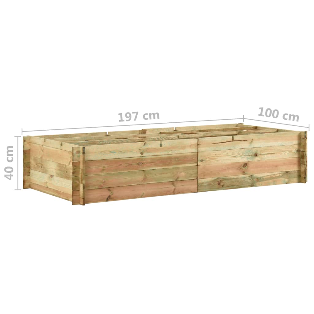 Fioriera Giardino Letto Vegetale in Legno di Pino 197x100x40cm 43345