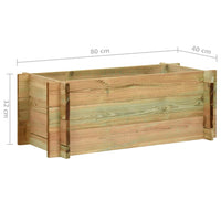 Fioriera Giardino-Vaso da Esterno-Contenitore per Piante Letto Vegetale in Legno Pino Impregnato 80 cm