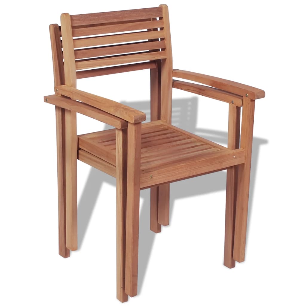 Sedie da Giardino Impilabili 2 pz in Legno Massello di Teak 43036