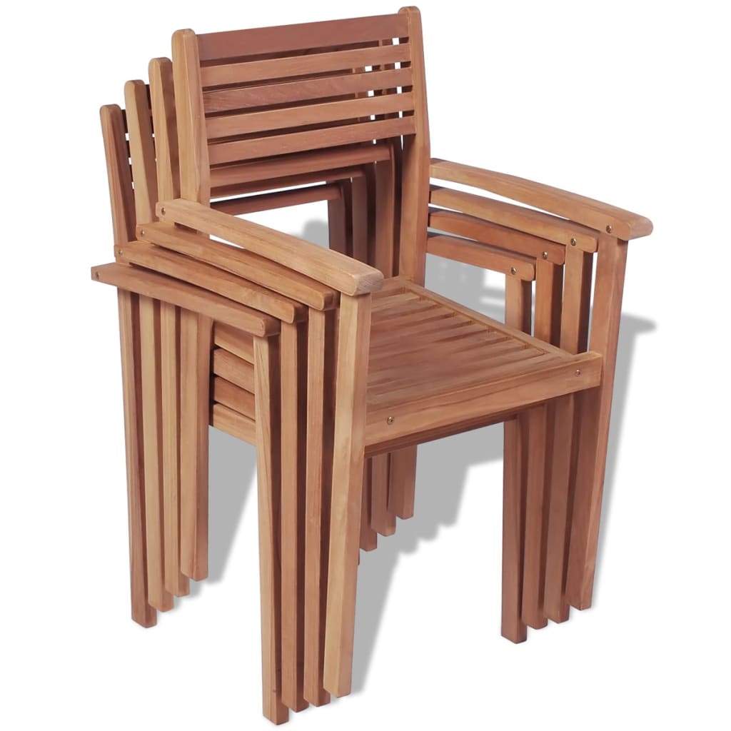Sedie da Giardino Impilabili 4 pz in Legno Massello di Teak 43037