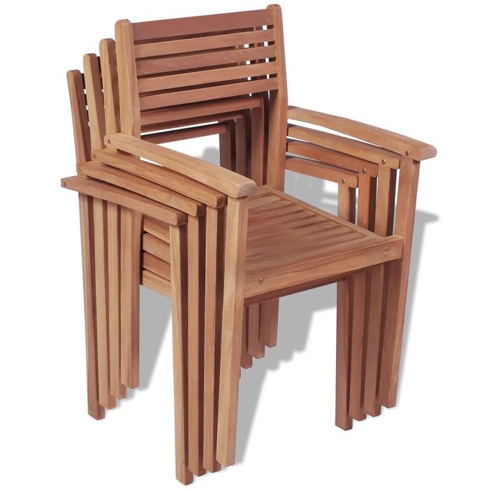 Sedie da Giardino Impilabili 4 pz in Legno Massello di Teak 43037
