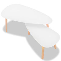 Set Tavolini Salotto 2pz in Legno Massello Massello Pino Bianco 244731