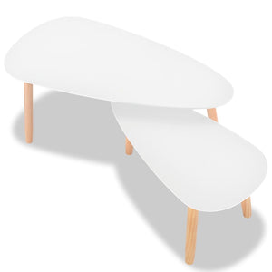 Set Tavolini Salotto 2pz in Legno Massello Massello Pino Bianco 244731