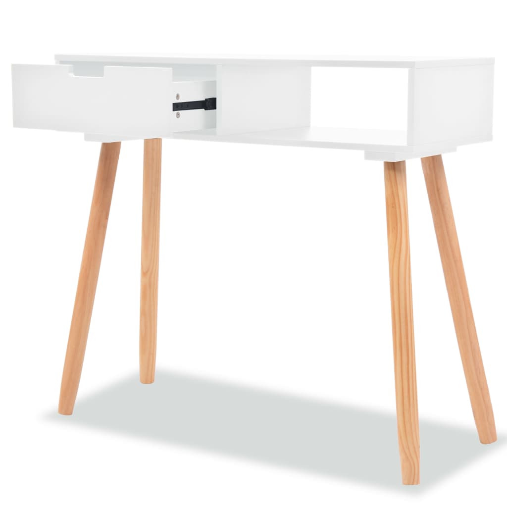 Tavolo Consolle in Legno di Pino Massello 80x30x72 cm Bianco 244737