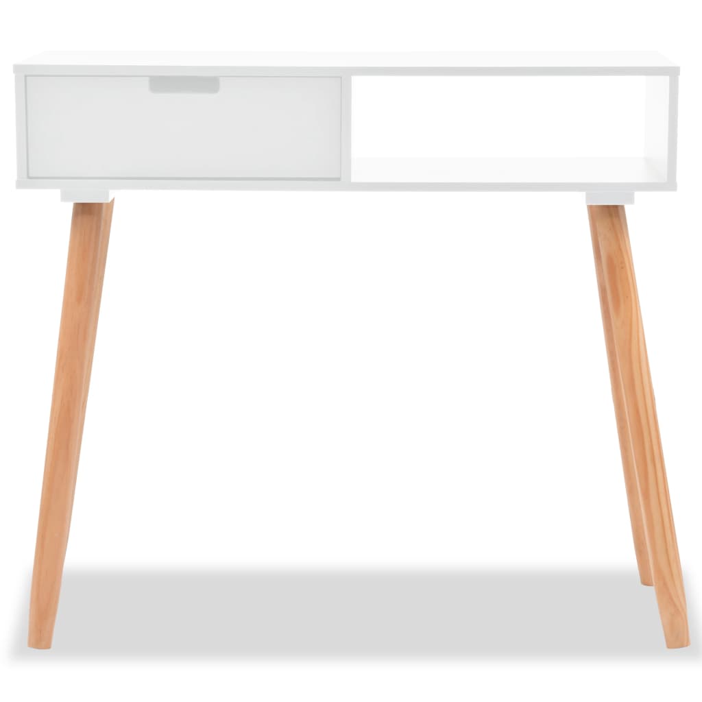 Tavolo Consolle in Legno di Pino Massello 80x30x72 cm Bianco 244737