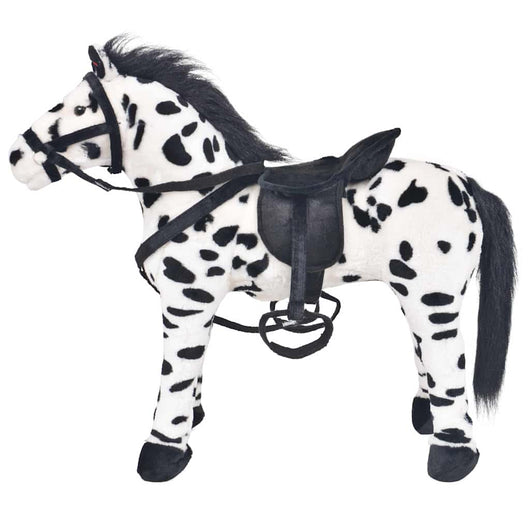 Cavallo in Peluche in Piedi Nero e Bianco XXL 91326