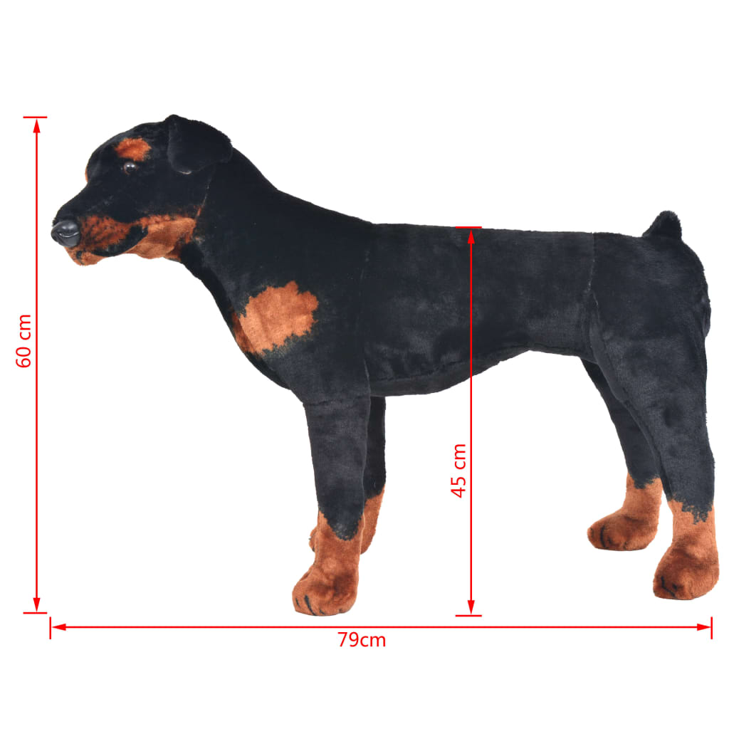 Cane Rottweiler in Peluche in Piedi Nero e Marrone XXL 91330