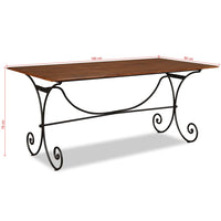 Tavolo da Pranzo in Legno Massello Finitura Ambra 180x90x76 cm 244677