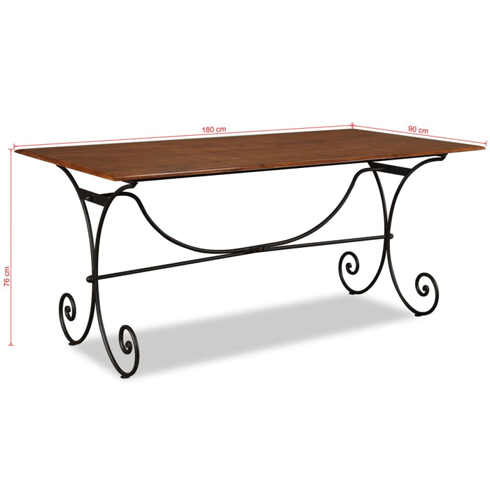 Tavolo da Pranzo in Legno Massello Finitura Ambra 180x90x76 cm 244677
