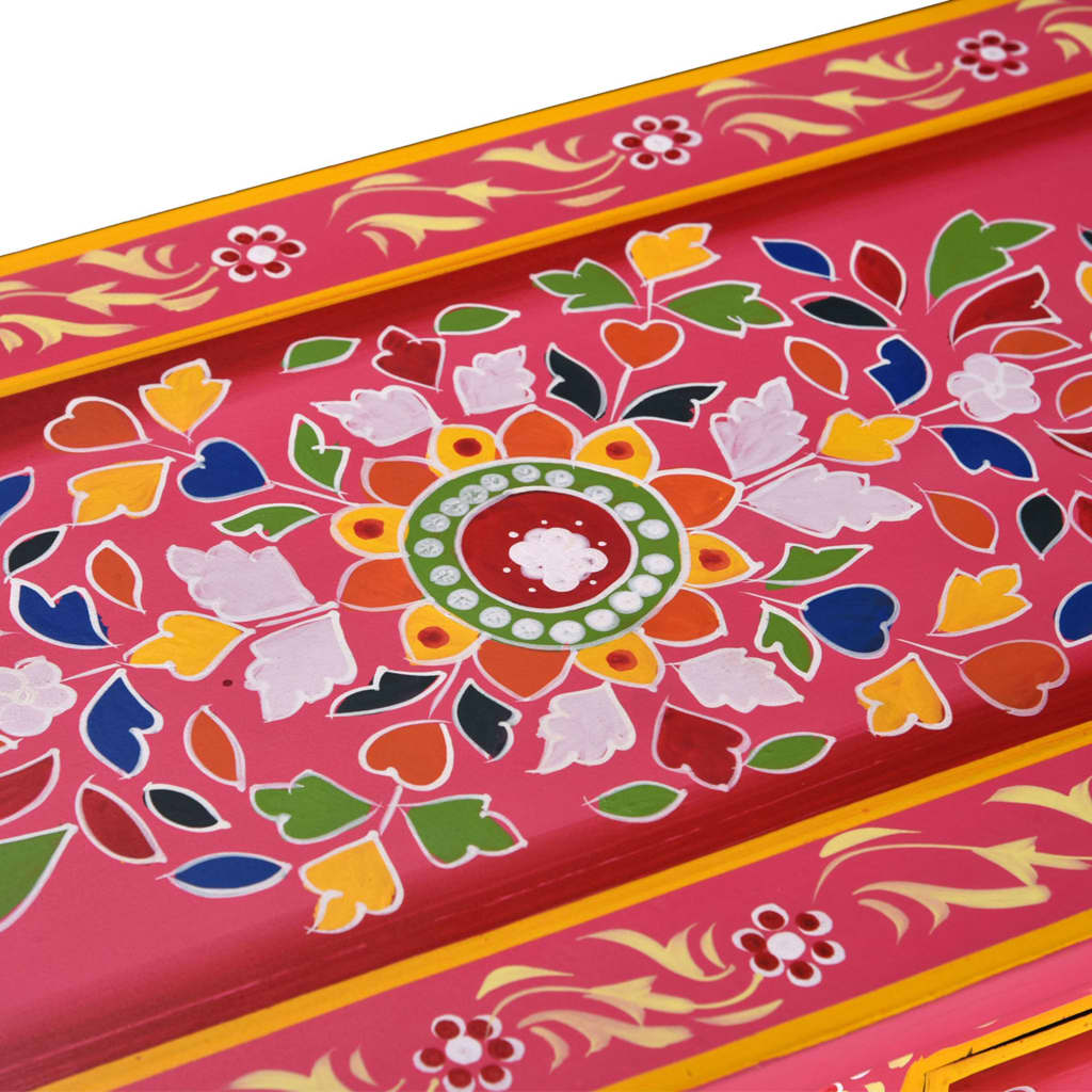 Credenza con Cassetti-Buffet-Armadio da cucina in Massello di Mango Rosa Dipinta a Mano