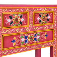 Credenza con Cassetti in Massello di Mango Rosa Dipinta a Mano 244841