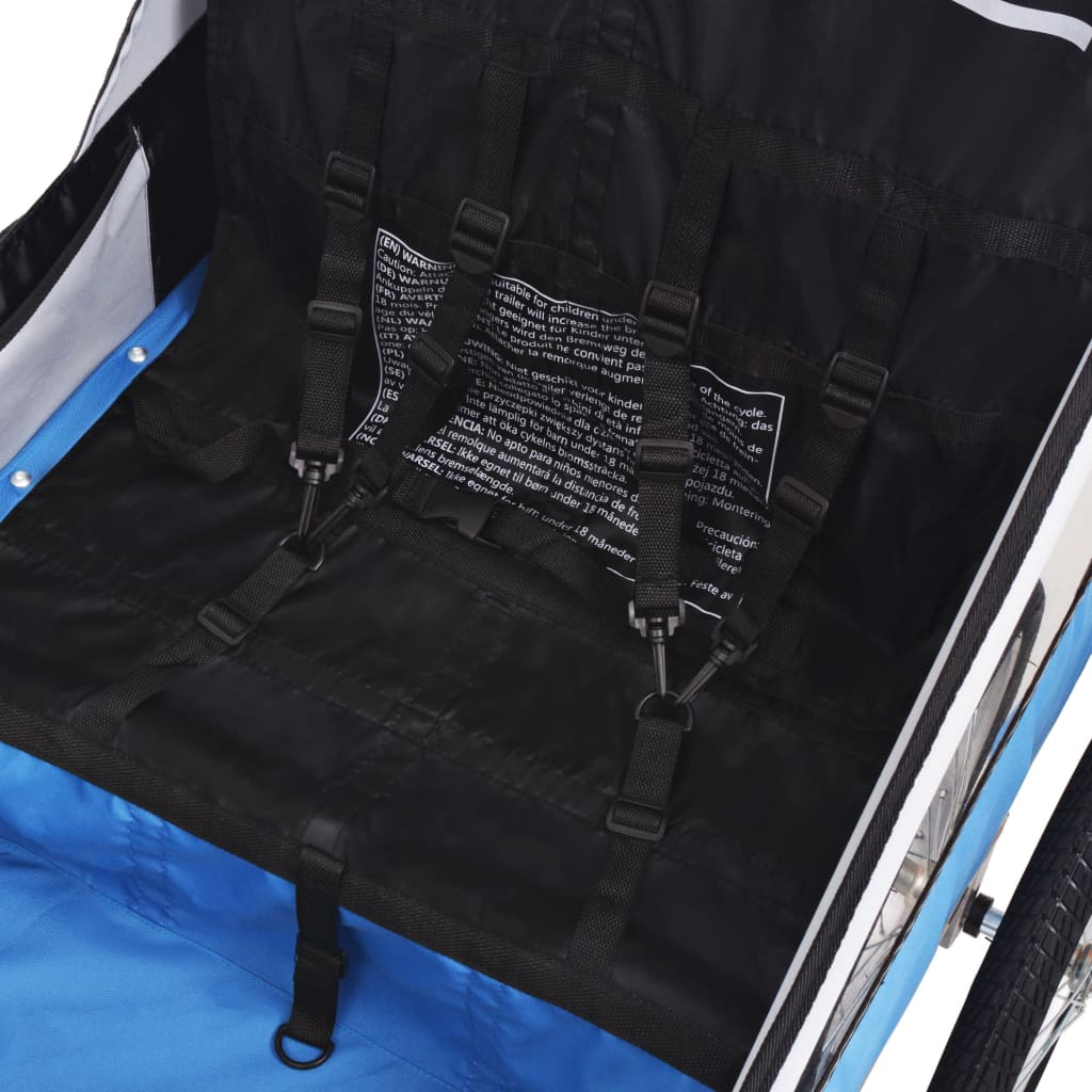 Rimorchio bicicletta per bambini 30 kg grigio e blu 02_0004499