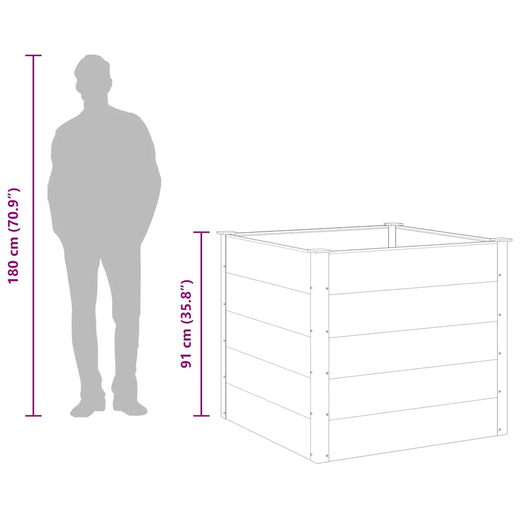 Letto Rialzato da Giardino in WPC 100x100x91 cm Grigio