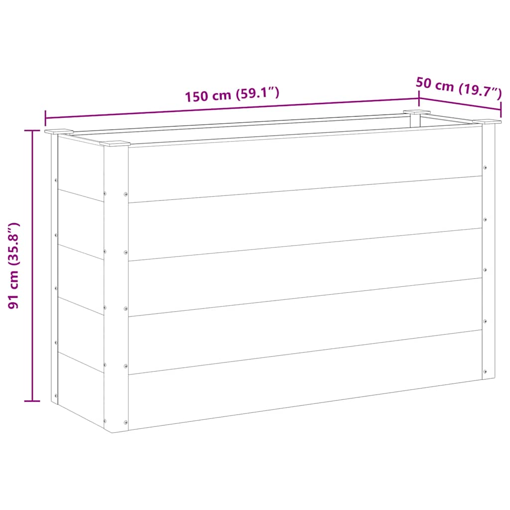 Letto Rialzato da Giardino in WPC 150x50x91 cm Grigio cod mxl 51702