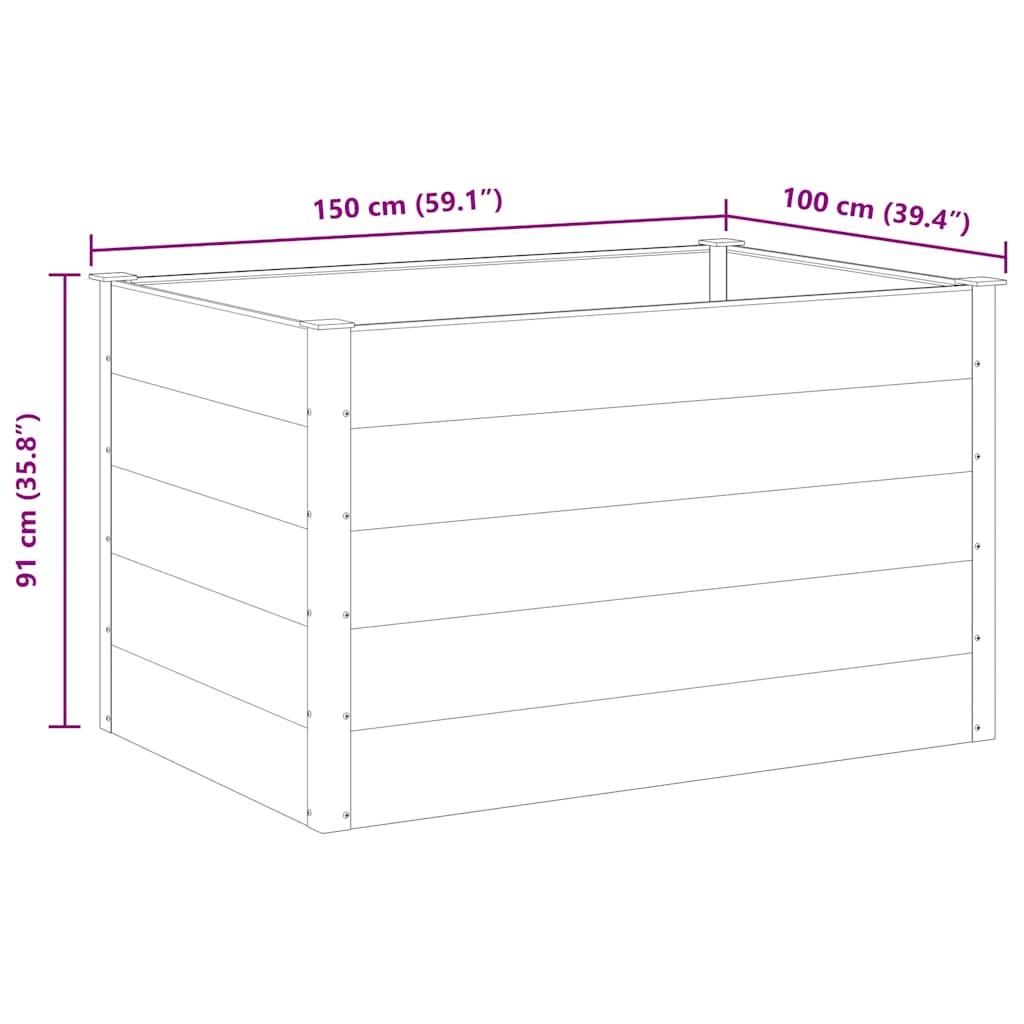 Letto Rialzato da Giardino in WPC 150x100x91 cm Grigio